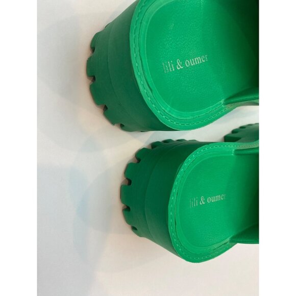 Lili & Oumer Platform Lug Sole Clog Mules Green Slip On Shoes Women's Size 10 - Picture 9 of 11